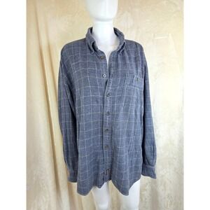 Woolrich John Rich & Bros Mens Blue Windowpane Check Flannel Button Down Shirt